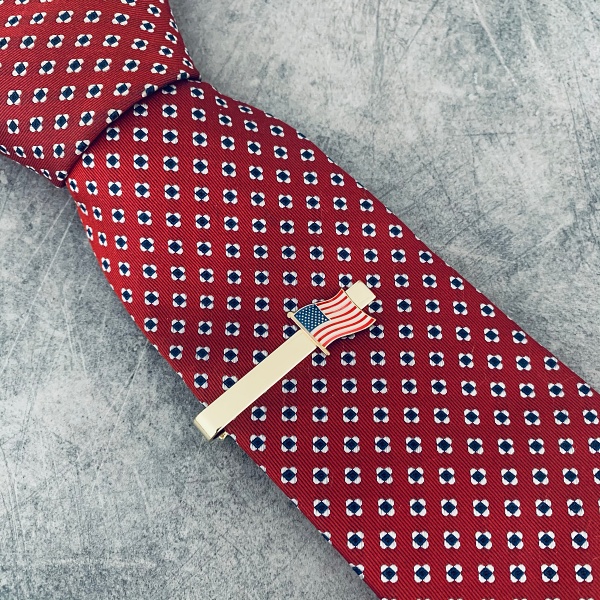 Zlatá spona na kravatu Vlajka USA