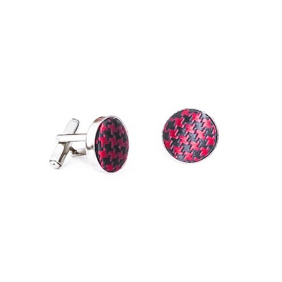 Černo - červené manžetové knoflíčky Houndstooth