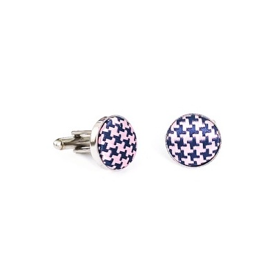 Modro - stříbrné manžetové knoflíčky Houndstooth