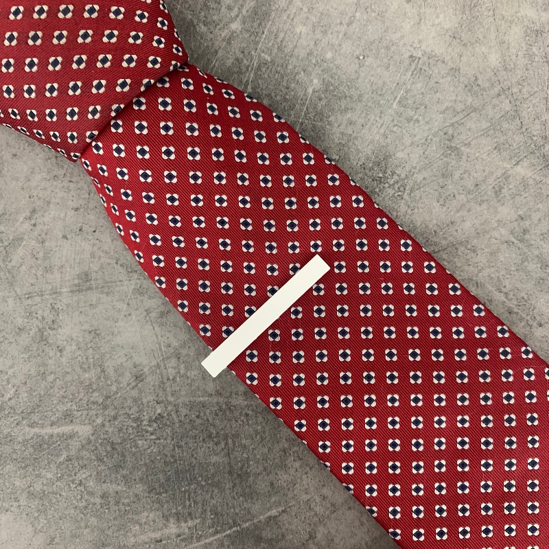 Bílá matná spona na kravatu Matte - 5 cm 