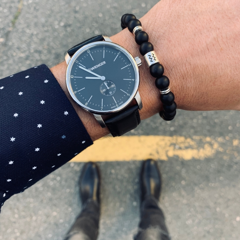 Matně černý náramek Zvěrokruh - Vodnář