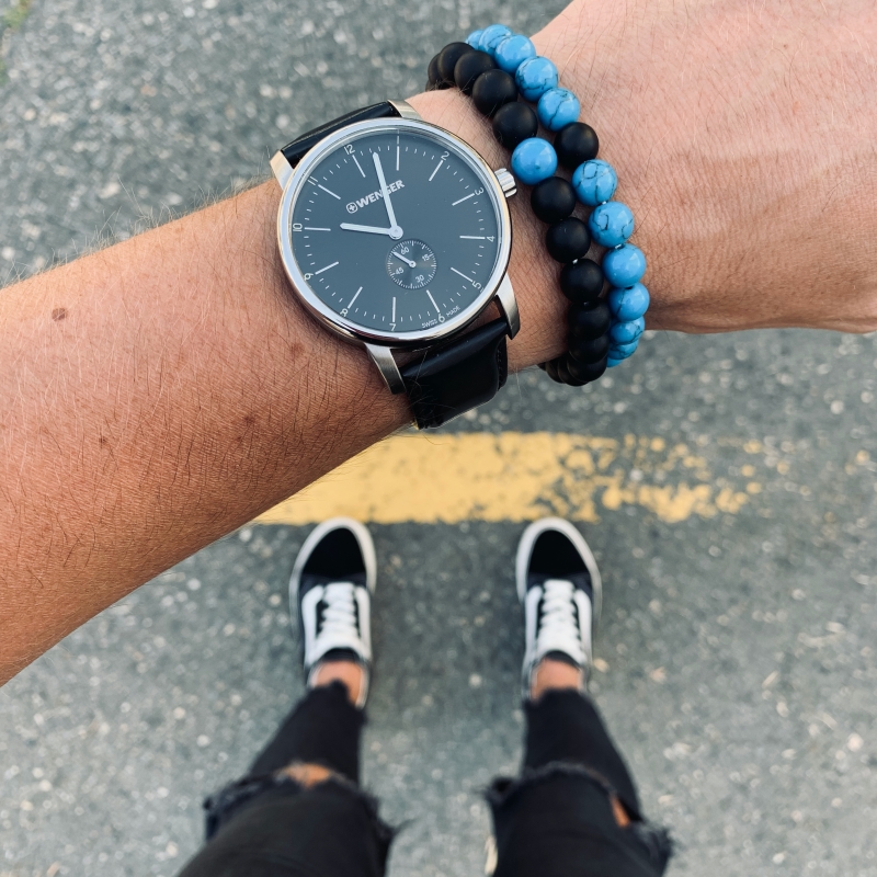 Černo - modrý set pánský a dámský náramek Couple 