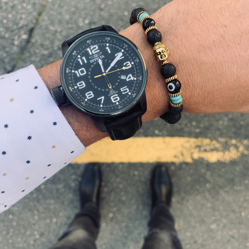 Černo - zlatý náramek Buddha Etnic 