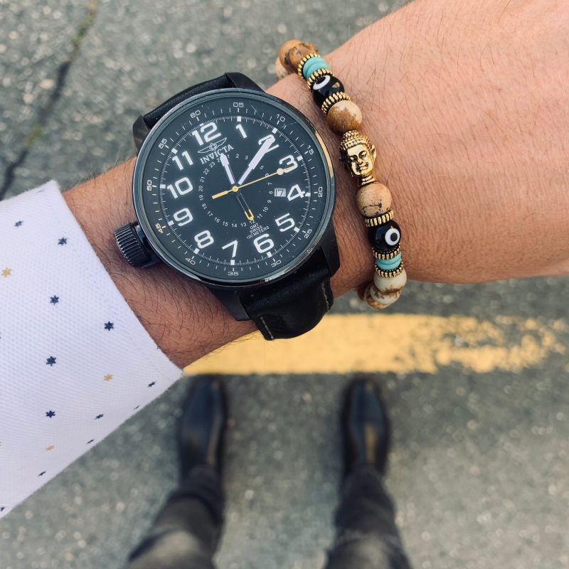 Béžovo - zlatý náramek Buddha Etnic 