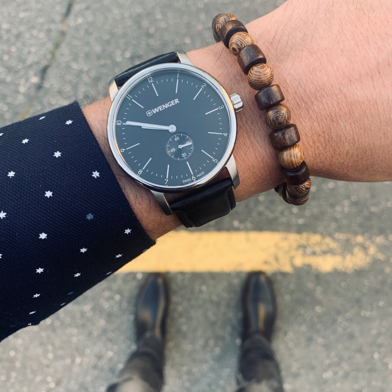 Hnědý náramek Wood Cylinder 