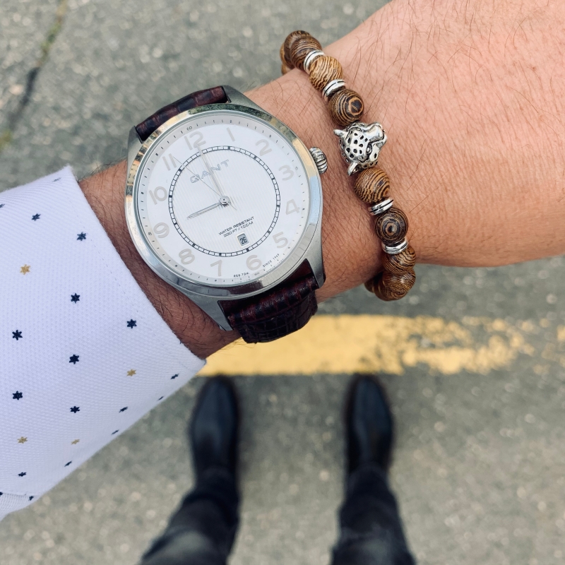 Hnědý náramek Tygří hlava 