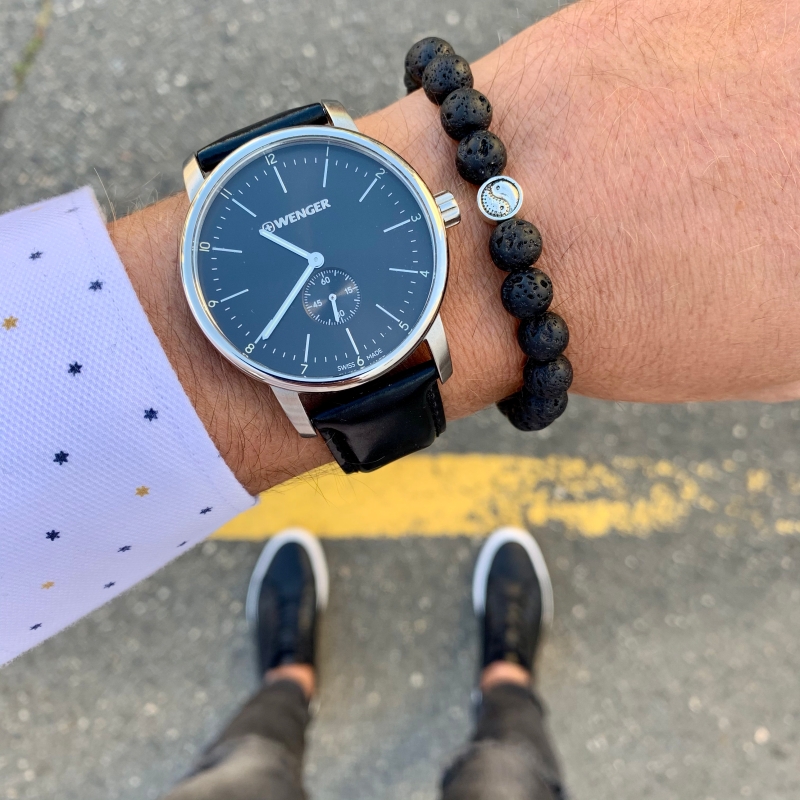 Černý lávový náramek Jin Jang 