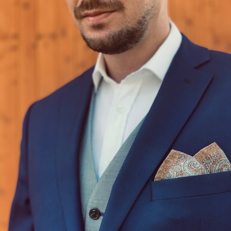 Hnědý kapesník do saka Blažek Paisley 