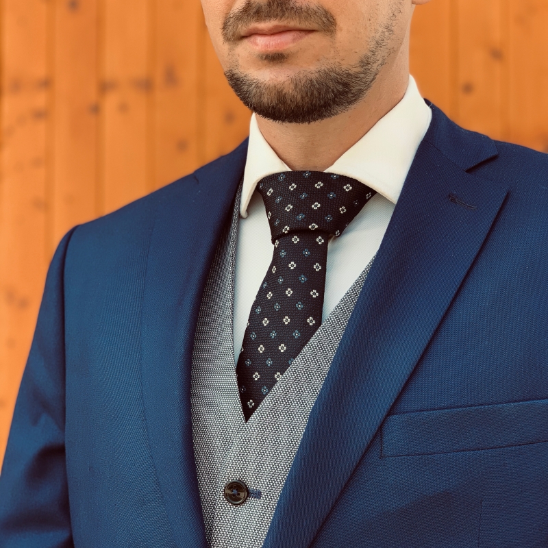 Modrá kravata Blažek Flower 