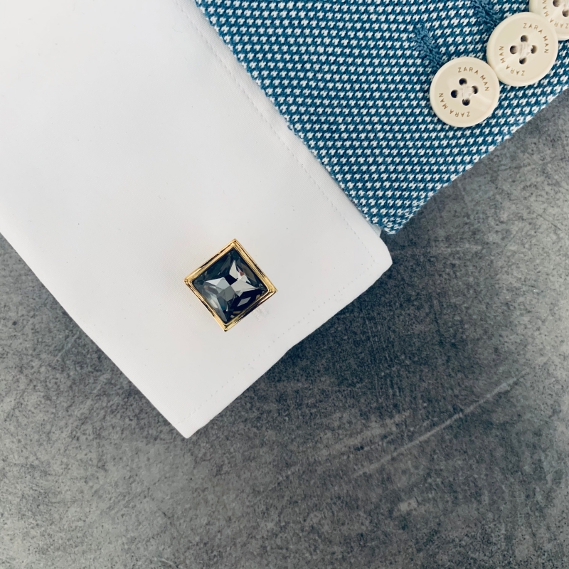 Manžetové knoflíčky Big grey krystal square 