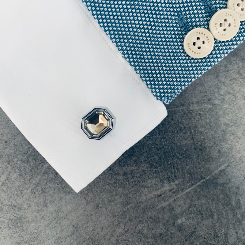 Manžetové knoflíčky Octagon gold crystal 