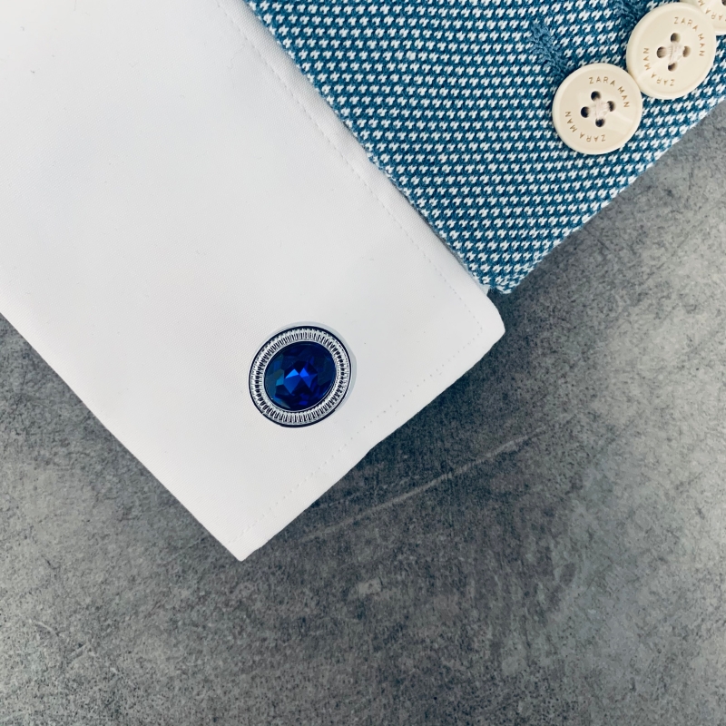 Manžetové knoflíčky Oval blue crystal 