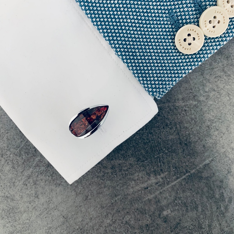 Manžetové knoflíčky Teardrop red crystal 