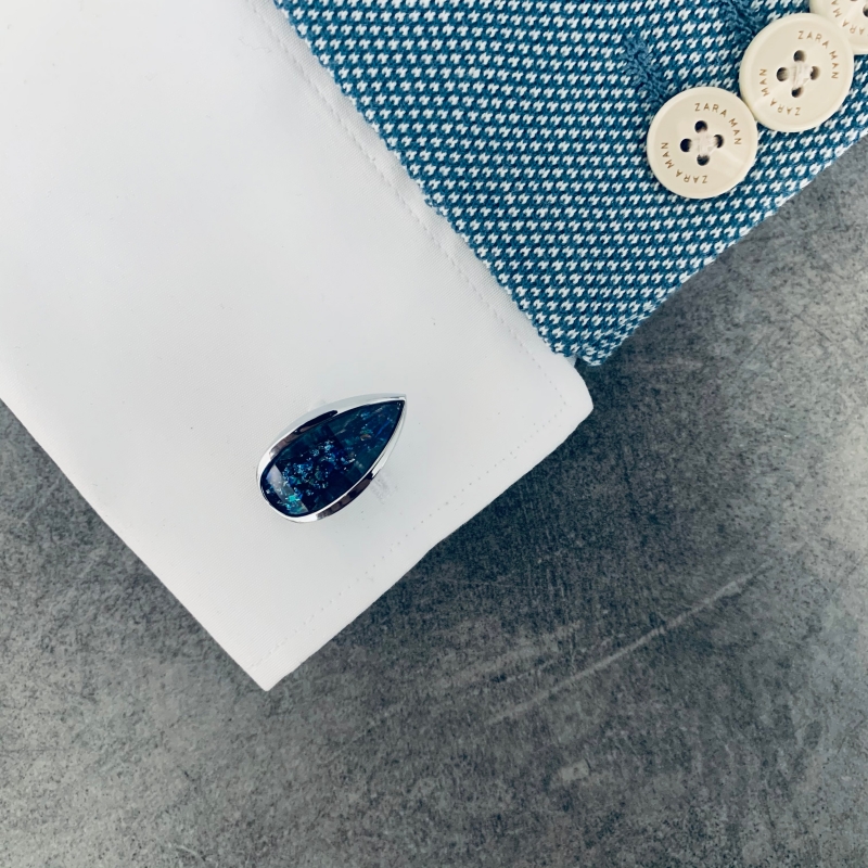 Manžetové knoflíčky Teardrop blue crystal 