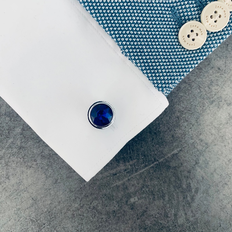 Stříbrné manžetové knoflíčky Blue stars