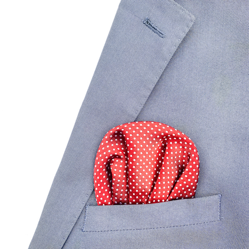 Červeno - stříbrný kapesník do saka Dots