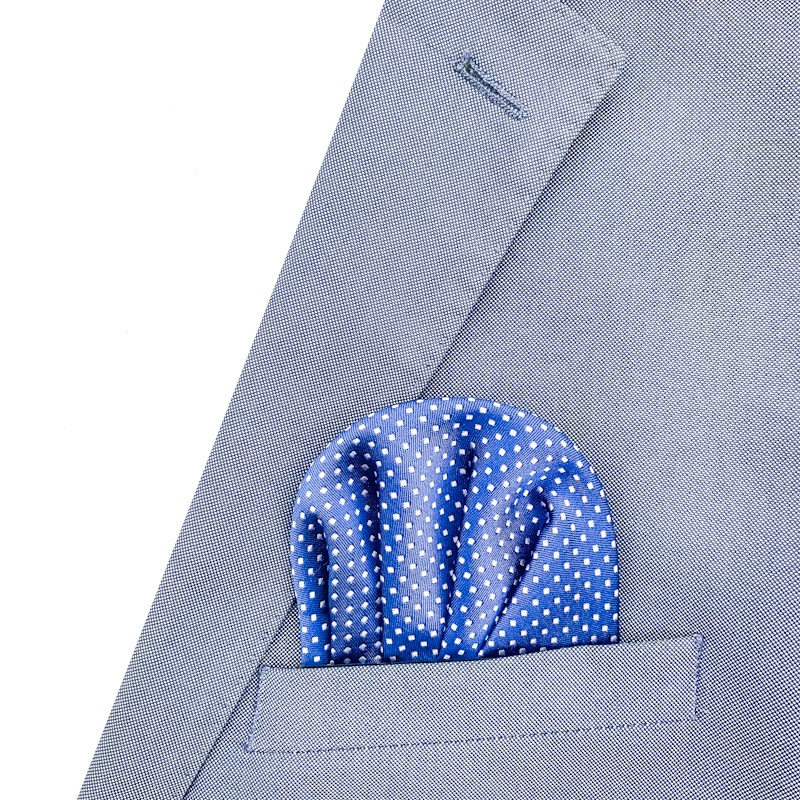 Modro - stříbrný kapesník do saka Dots