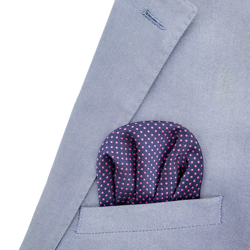 Modro - růžový kapesník do saka Dots
