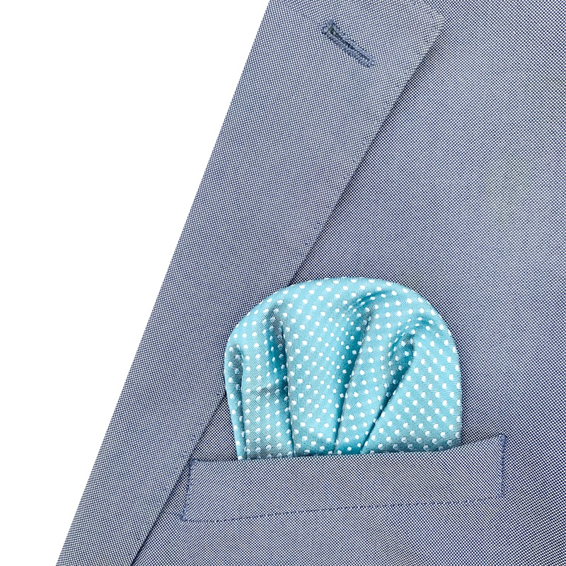 Tyrkysovo - bílý kapesník do saka Dots