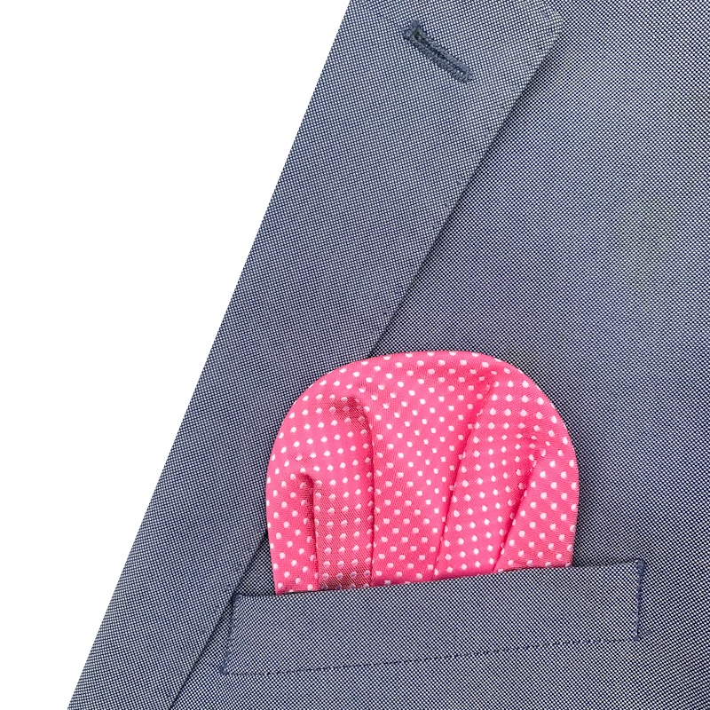 Růžovo - bílý kapesník do saka Dots