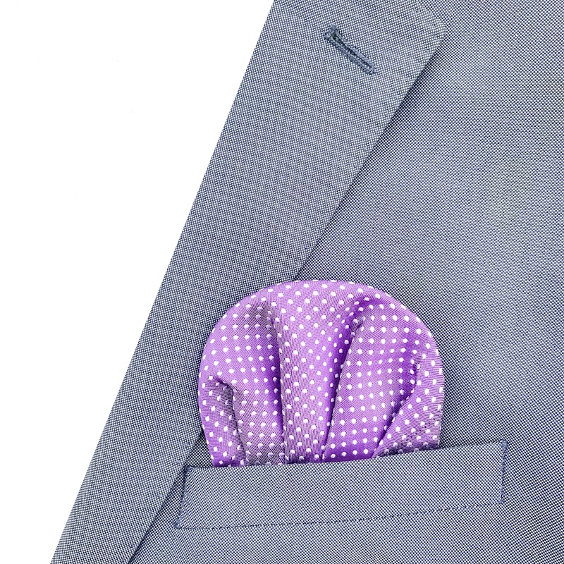 Fialovo - bílý kapesník do saka Dots