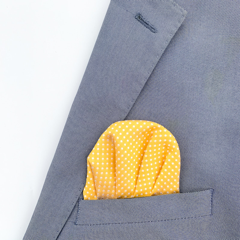 Žluto - bílý kapesník do saka Dots