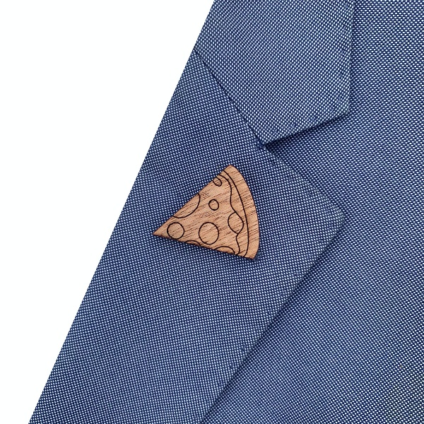 Dřevěná brož Pizza 