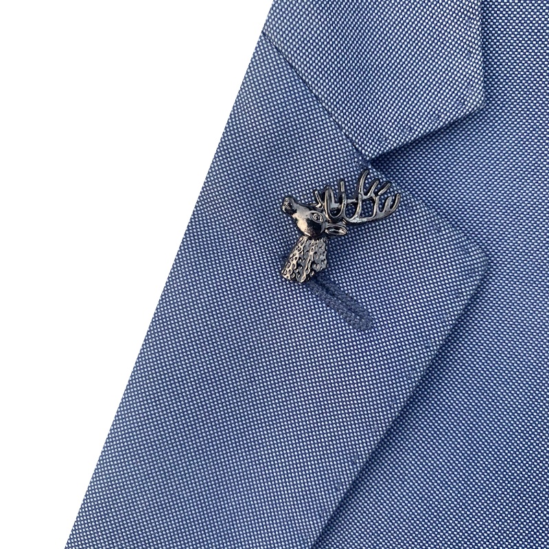 Šedá brož Jelen hlava 