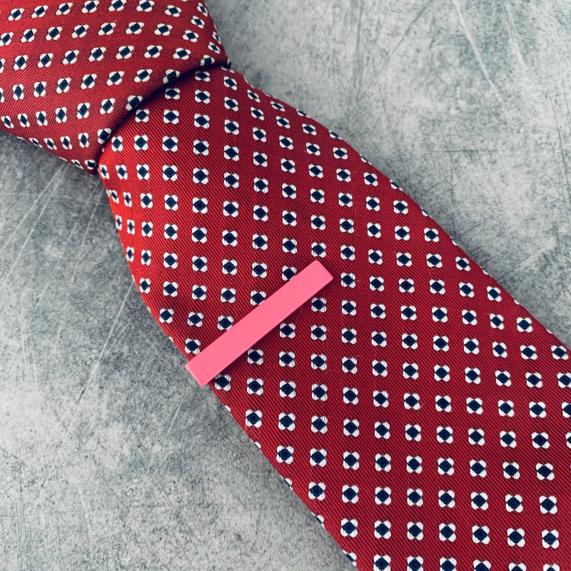 Růžová matná spona na kravatu Matte - 4 cm 