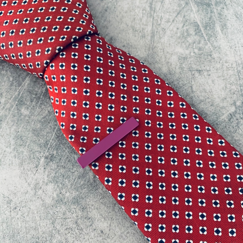 Vínová matná spona na kravatu Matte - 4 cm 