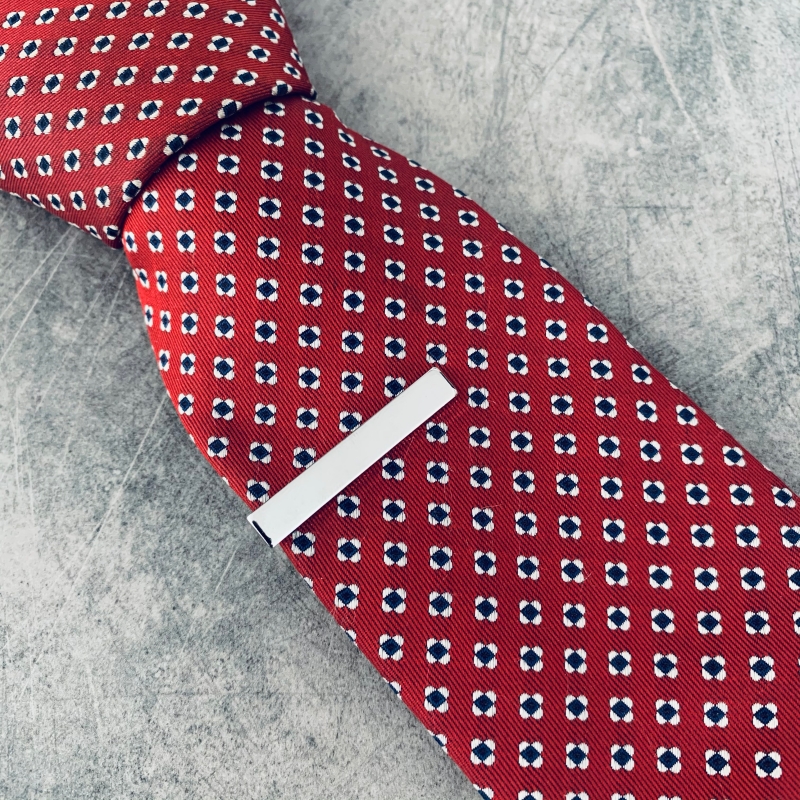 Stříbrná spona na kravatu Matte - 4 cm 