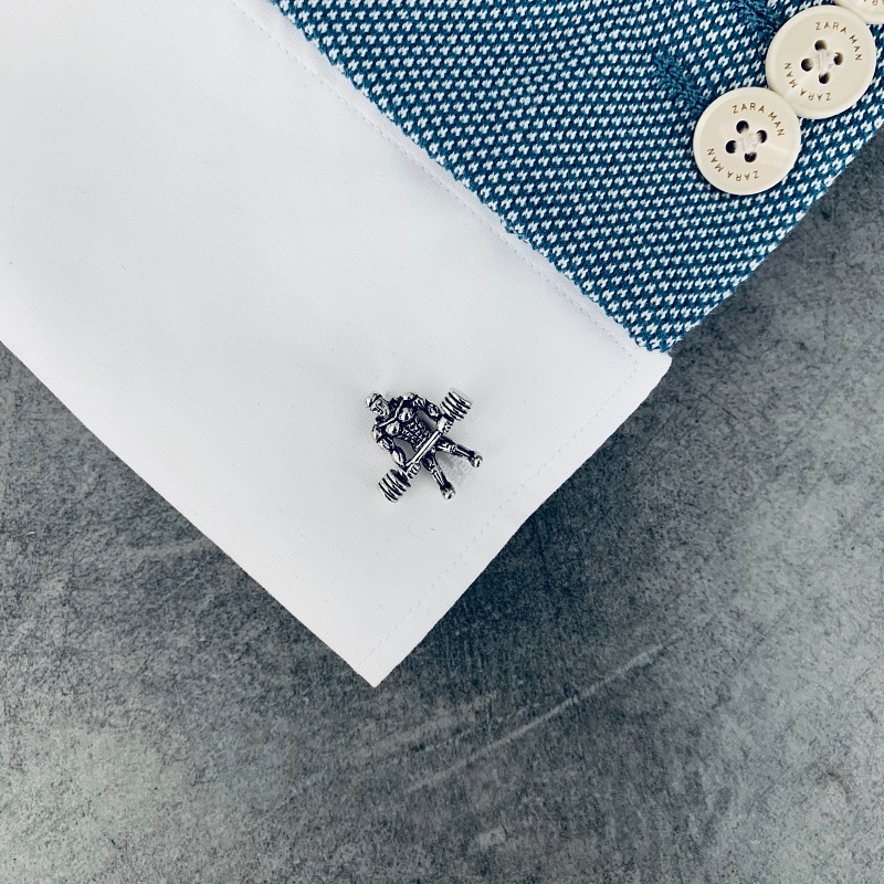 Manžetové knoflíčky Kulturista s činkou 