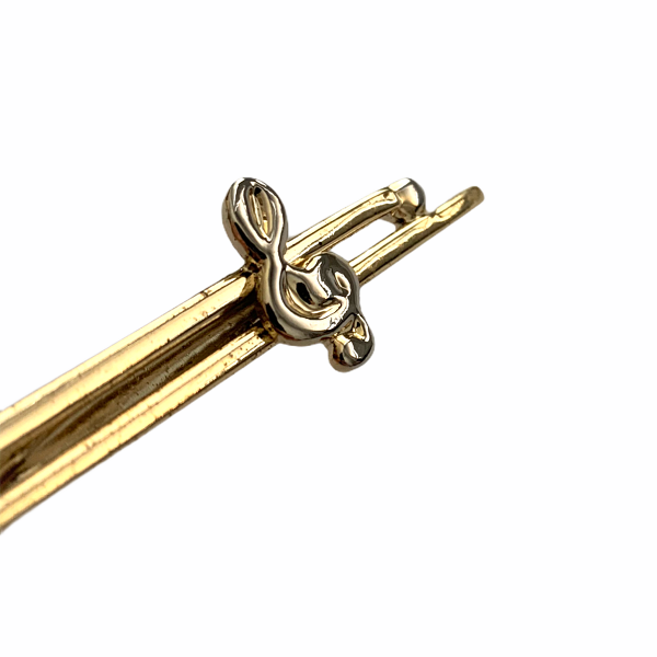 Zlato - stříbrná spona na kravatu Houslový klíč - II. jakost