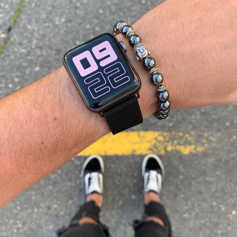 Šedý náramek Hematit Buddha 