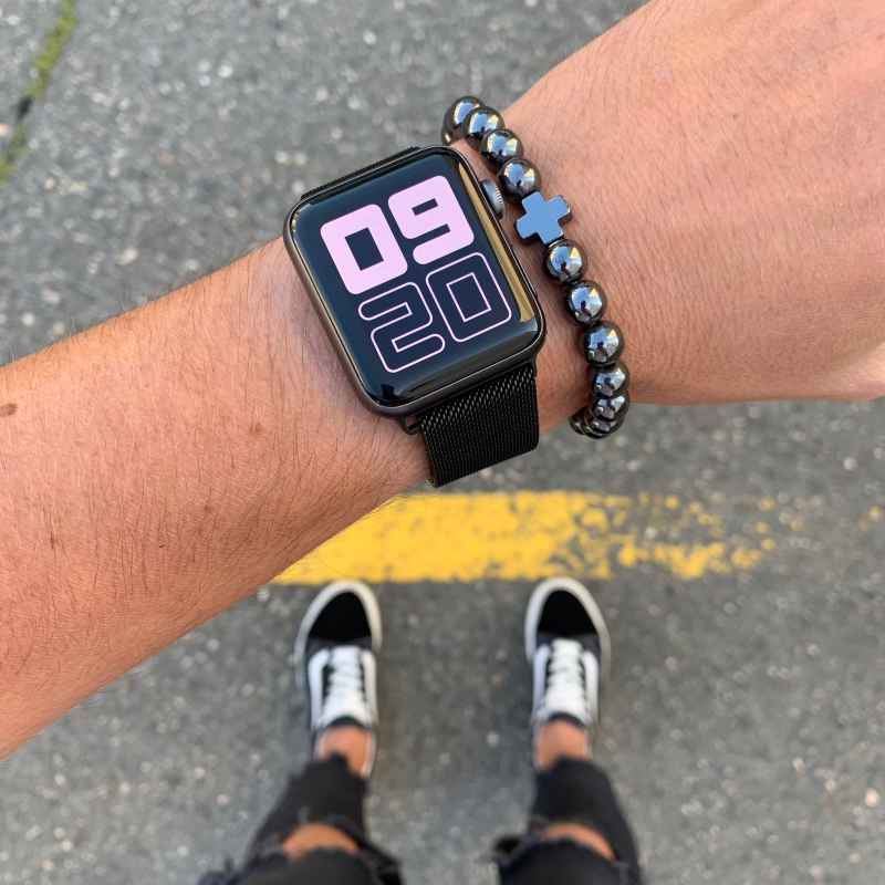 Šedý náramek Hematit Kříž