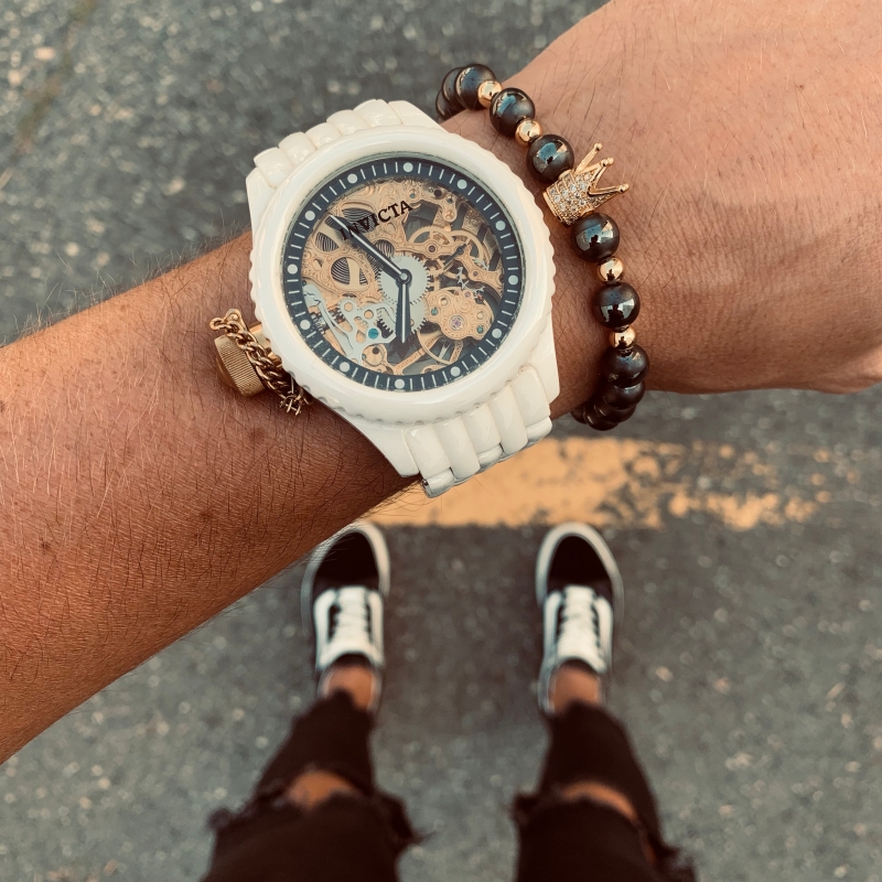 Šedý náramek zlatá Královská koruna 