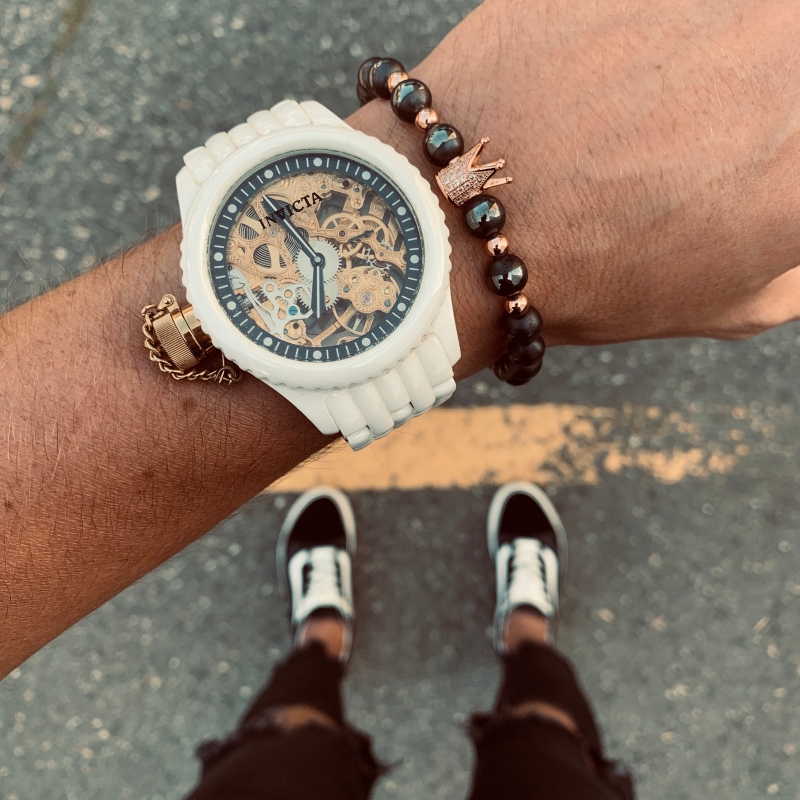 Šedý náramek rose gold Královská koruna 