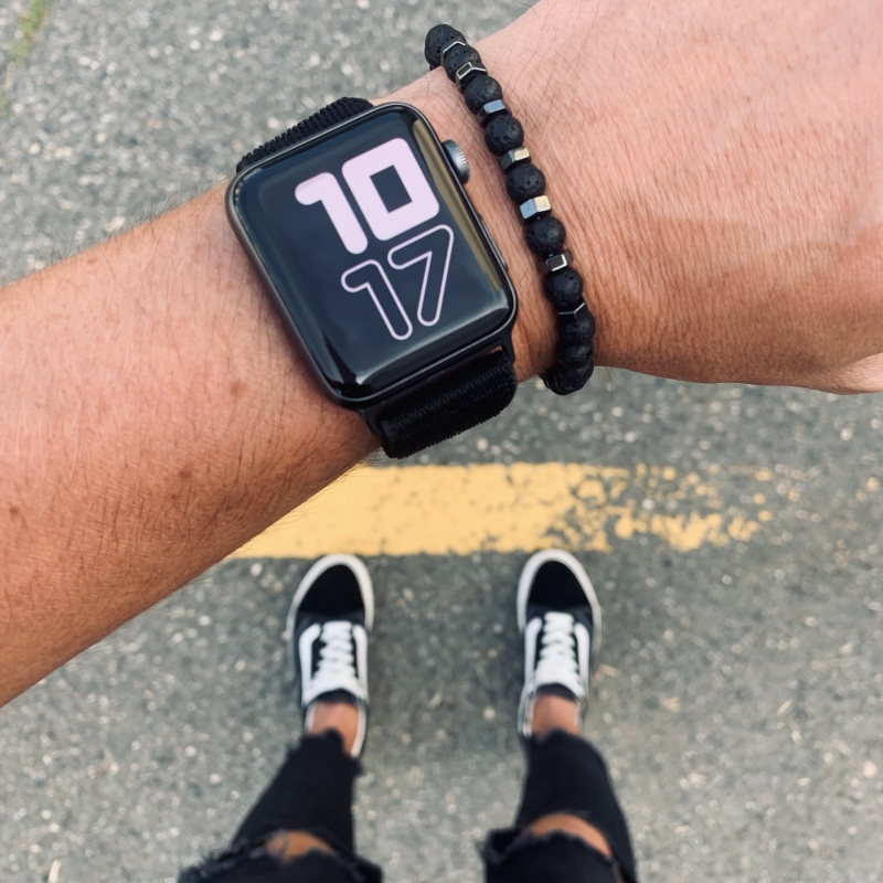 Černý lávový náramek Hematit nut 