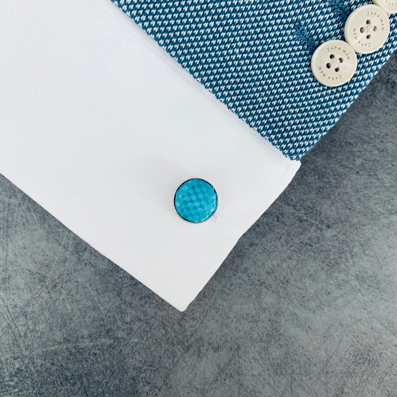 LMK Manžetové knoflíčky Kostičky - tyrkysové