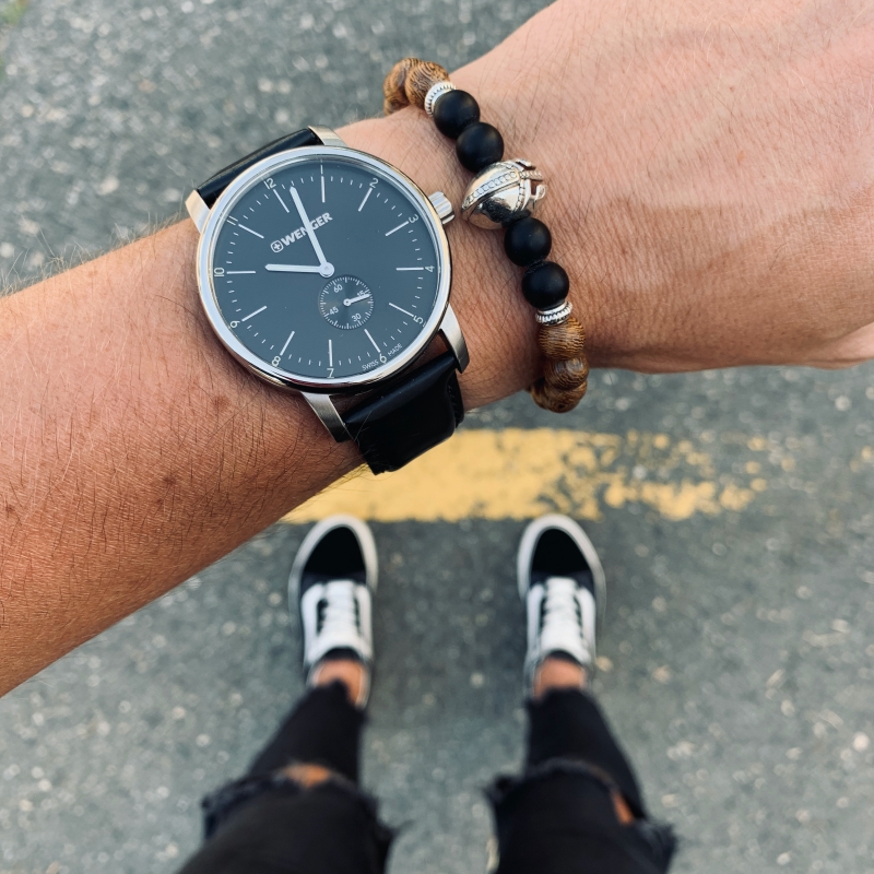 Hnědo - černý náramek zlatý Sparta bojovník 