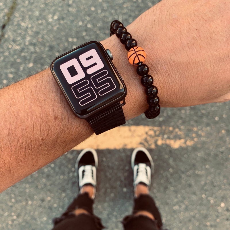 Černý náramek Basketbalový míč 