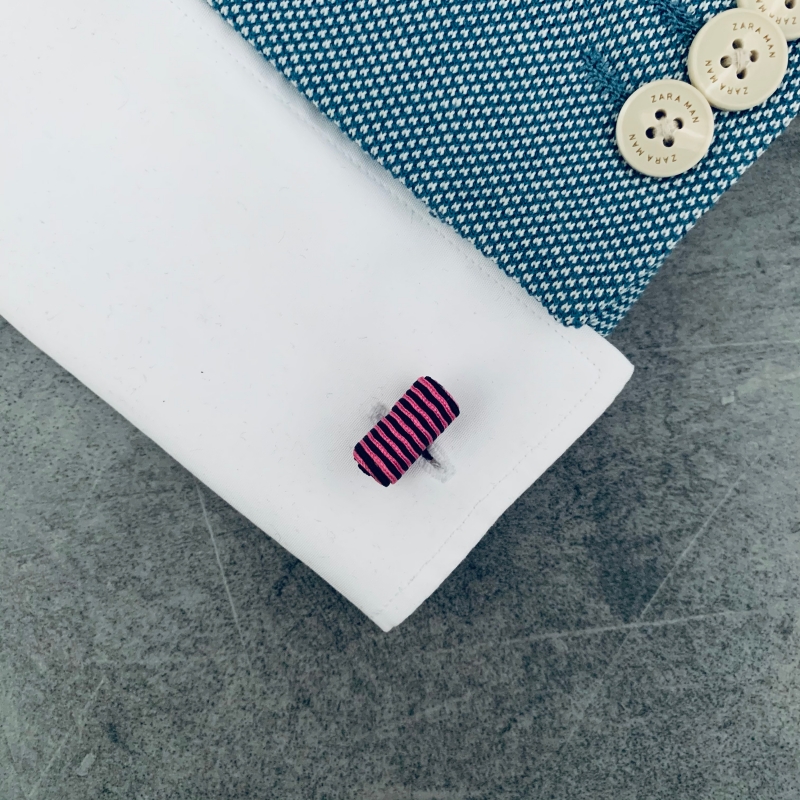 LMK Manžetové knoflíčky Barel - růžovo - černé 