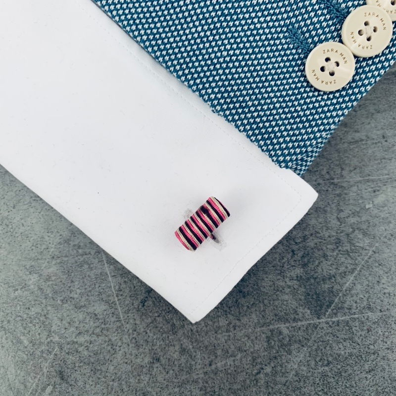 LMK Manžetové knoflíčky Barel - růžovo - hnědo - bílé  