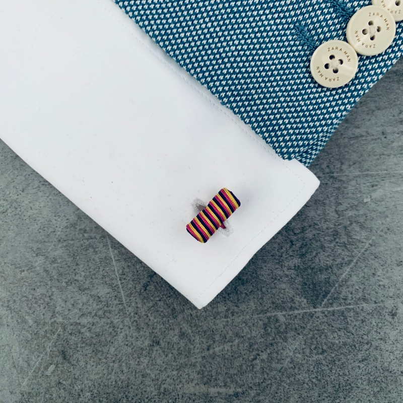 LMK Manžetové knoflíčky Barel - růžovo - žluto - fialové 