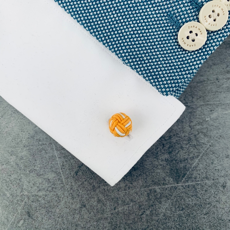 Žluto - bílé manžetové knoflíčky Big Ball 