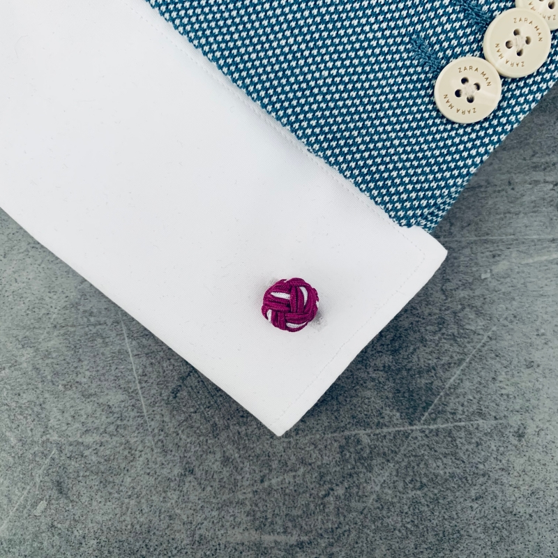 Fialovo - bílé manžetové knoflíčky Big Ball 