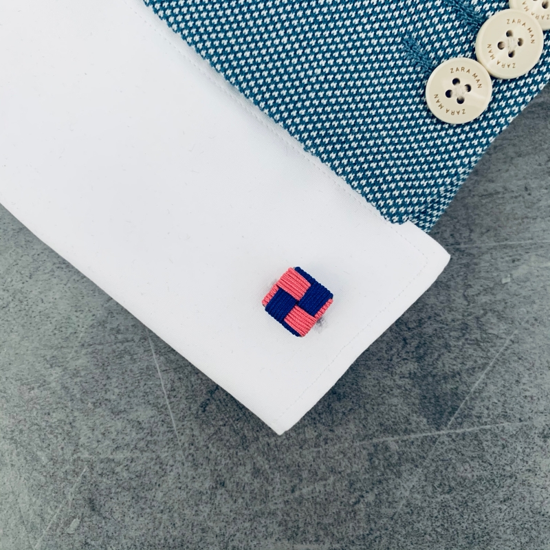 Modro - růžové manžetové knoflíčky Ball Square