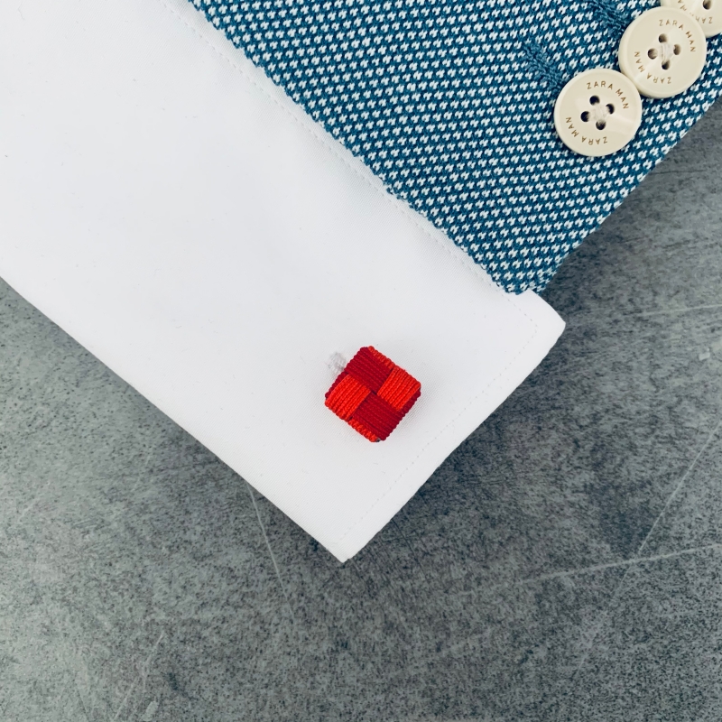 Červeno - oranžové manžetové knoflíčky Ball Square