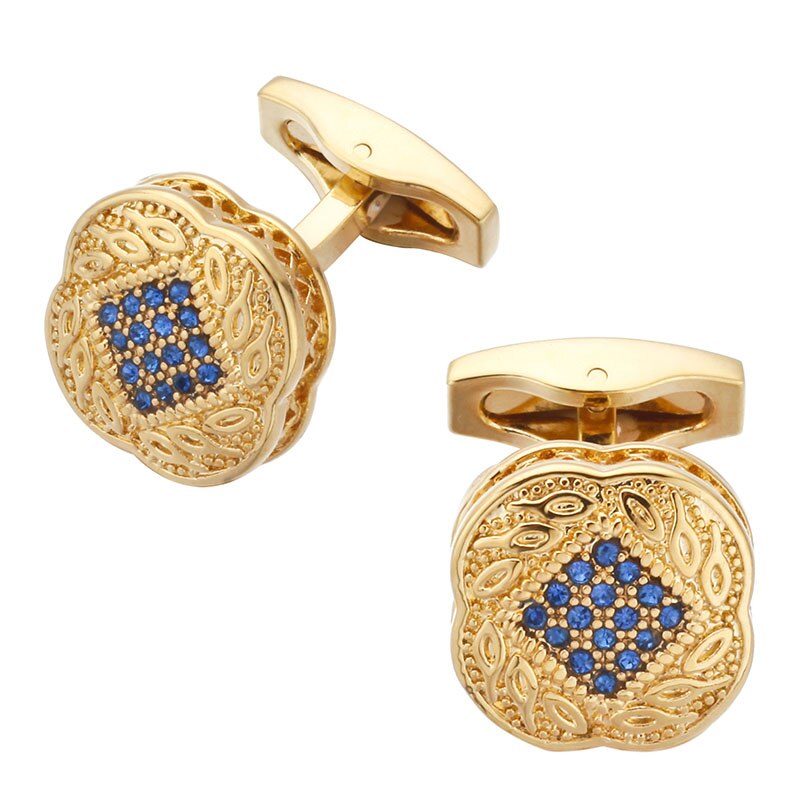 Zlaté manžetové knoflíčky Ornament blue crystal