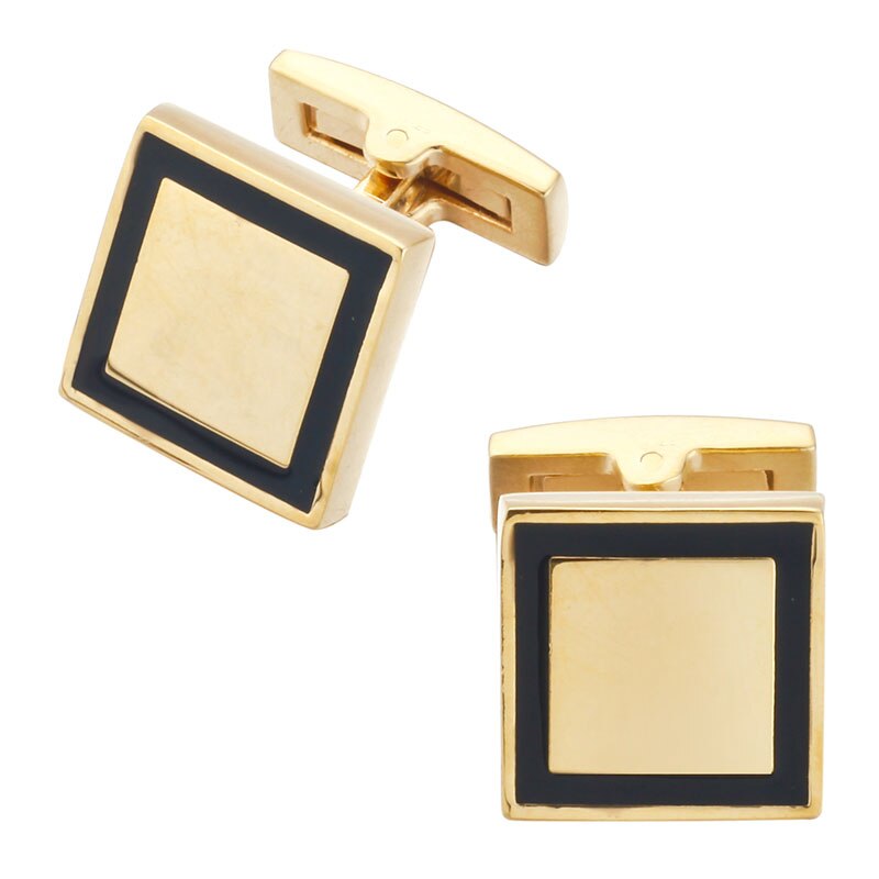 Manžetové knoflíčky Gold square black frame
